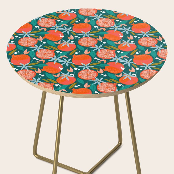 Summer Pomegranate, Tropical Fruit Illustration, Colorful Eclectic Bohemian Juicy Summer Botanical Side Table Gallery Image 2