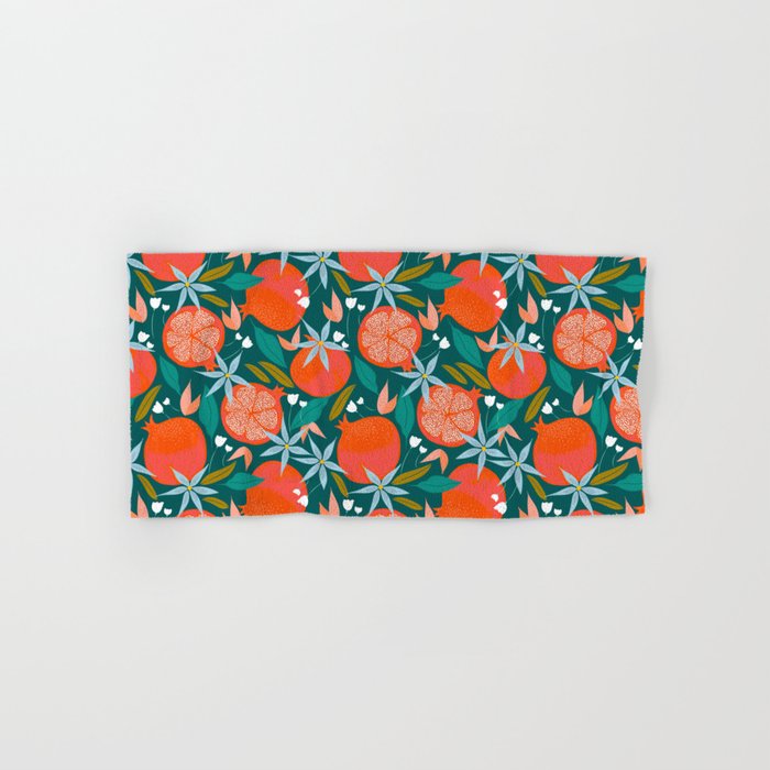 Summer Pomegranate, Tropical Fruit Illustration, Colorful Eclectic Bohemian Juicy Summer Botanical Towels Gallery Image 1