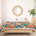 Summer Pomegranate, Tropical Fruit Illustration, Colorful Eclectic Bohemian Juicy Summer Botanical Duvet Cover Gallery Image 3