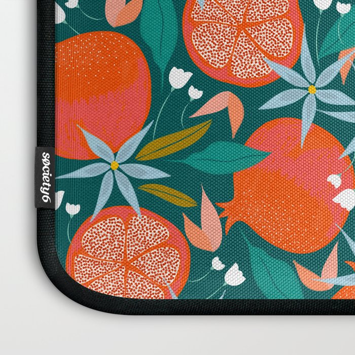 Summer Pomegranate, Tropical Fruit Illustration, Colorful Eclectic Bohemian Juicy Summer Botanical Laptop Sleeve Gallery Image 3