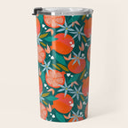 Summer Pomegranate, Tropical Fruit Illustration, Colorful Eclectic Bohemian Juicy Summer Botanical Travel Mug Gallery Image 3