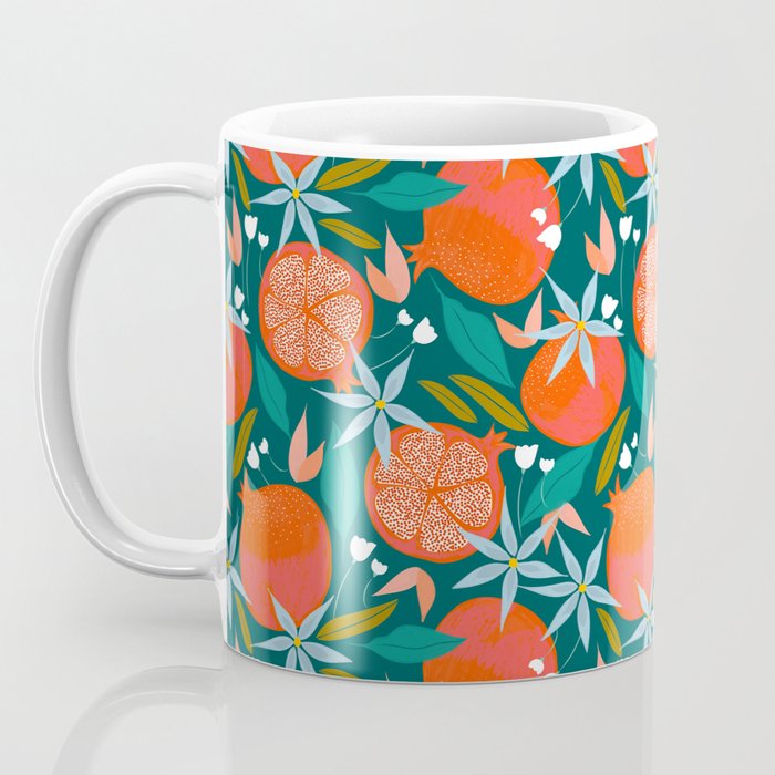 Summer Pomegranate, Tropical Fruit Illustration, Colorful Eclectic Bohemian Juicy Summer Botanical Coffee Mug Gallery Image 3