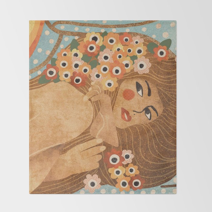 Klimt Lady Throw Blanket Gallery Image 2