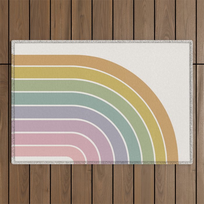 Gradient Arch XXI Tropical Mid Century Modern Rainbow Outdoor Rug Gallery Image 1