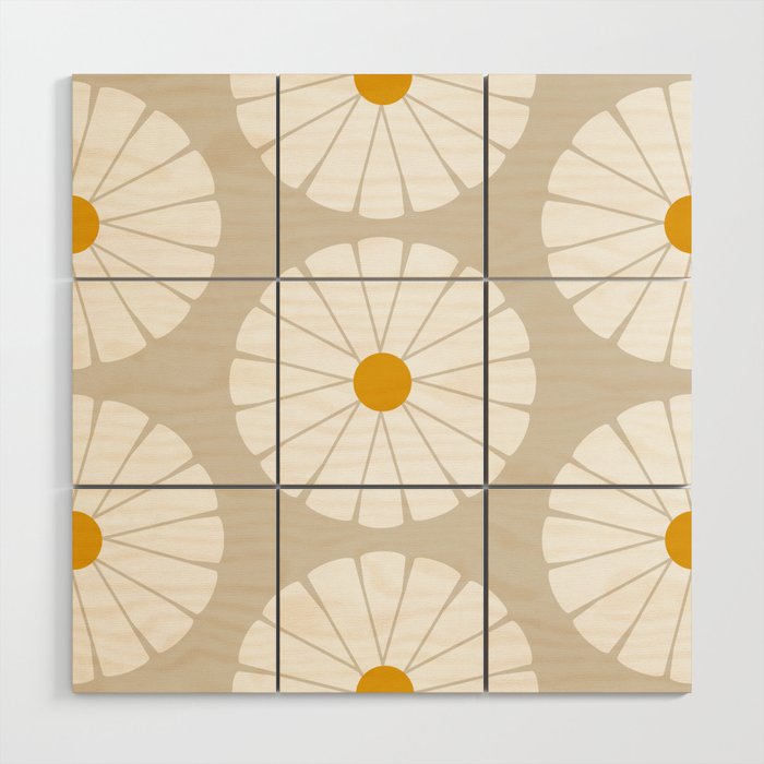 Minimal Botanical Pattern - Daisies Wood Wall Art Gallery Image 1