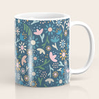 Ditsy Daisy Floral on Blue Coffee Mug Gallery Image 1