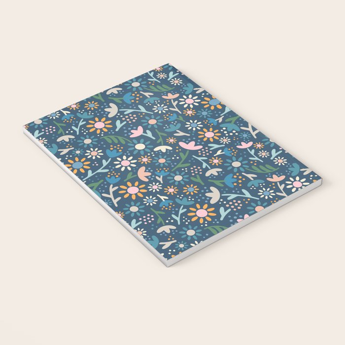 Ditsy Daisy Floral on Blue Notebook Gallery Image 3