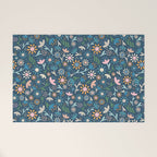 Ditsy Daisy Floral on Blue Welcome Mat Gallery Image 1