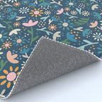 Ditsy Daisy Floral on Blue Rug Gallery Image 4