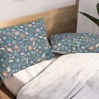 Ditsy Daisy Floral on Blue Pillow Sham Gallery Image 2