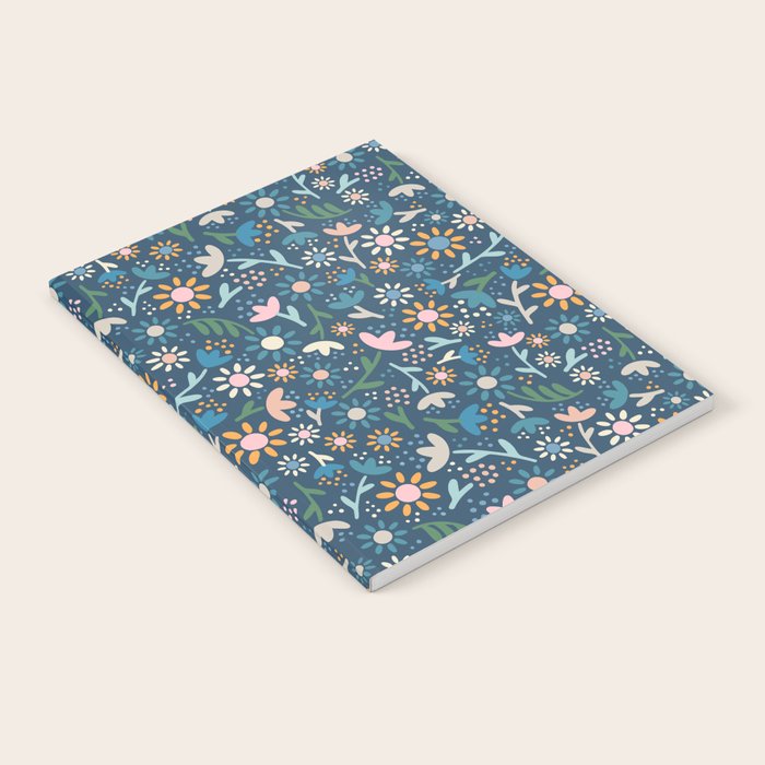 Ditsy Daisy Floral on Blue Notebook Gallery Image 2