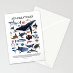 SEA CREATURES poster with names Stationery Card Gallery Image 2