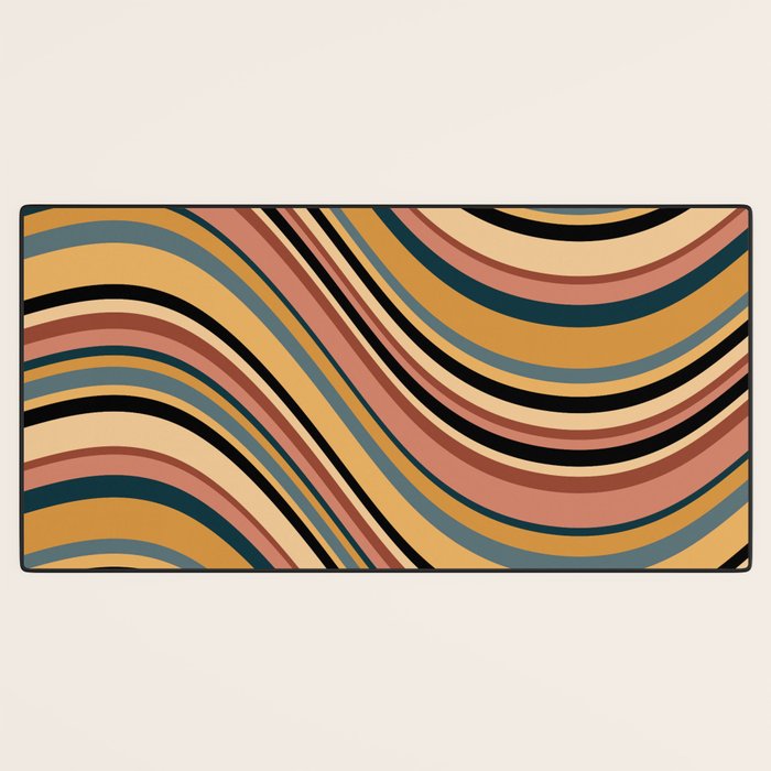 Wavy Stripes X - Vintage Neutral Desk Mat Gallery Image 3
