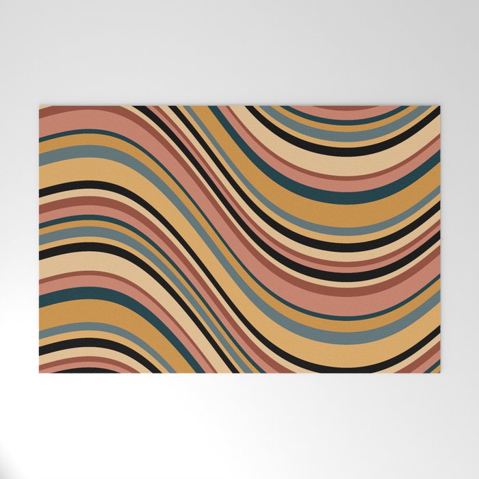 Wavy Stripes X - Vintage Neutral Welcome Mat Gallery Image 1