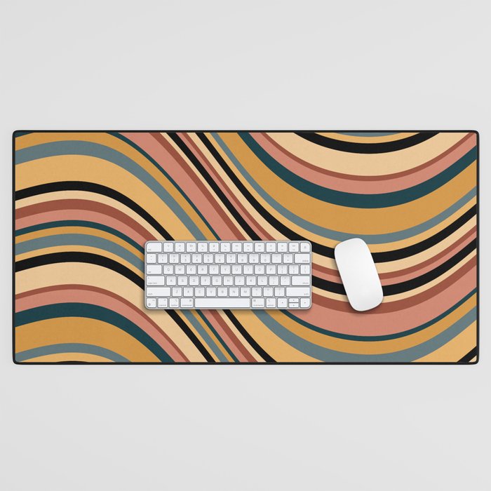 Wavy Stripes X - Vintage Neutral Desk Mat Gallery Image 1