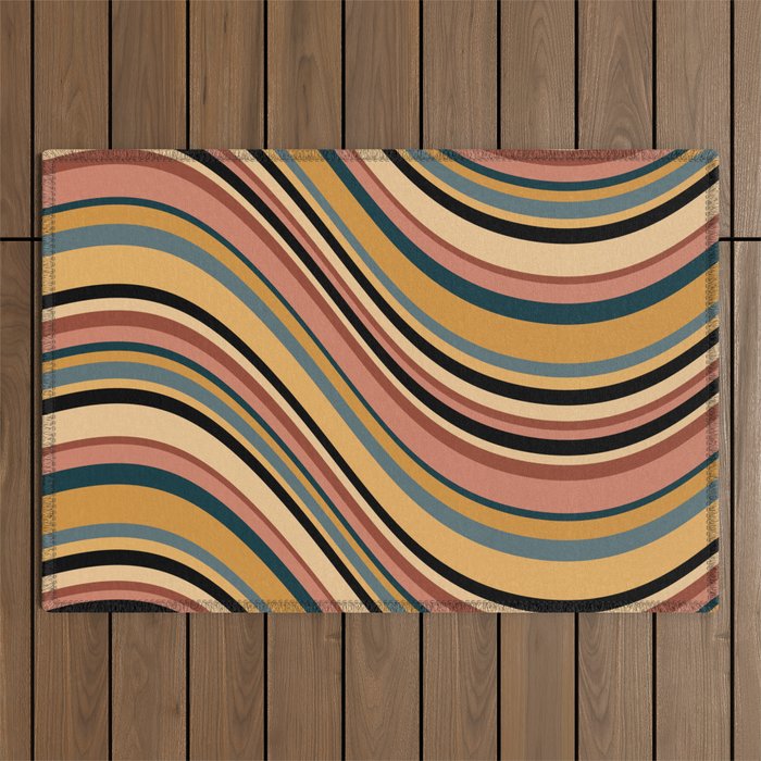 Wavy Stripes X - Vintage Neutral Outdoor Rug Gallery Image 1