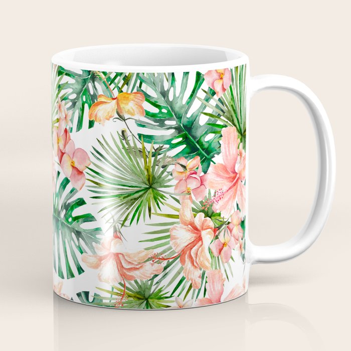 Tropical Jungle Hibiscus Flowers - Floral Coffee Mug Gallery Image 1