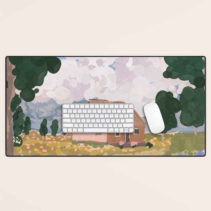 Countryside Cottage in Bloom Desk Mat Gallery Image 1