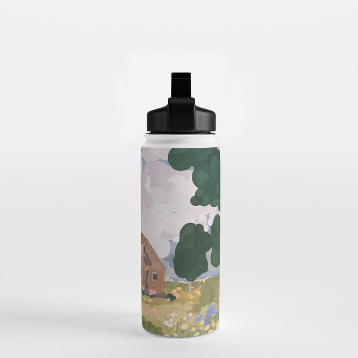 Countryside Cottage in Bloom Water Bottle Gallery Image 2