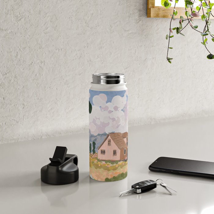 Countryside Cottage in Bloom Water Bottle Gallery Image 4