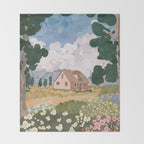 Countryside Cottage in Bloom Throw Blanket Gallery Image 2