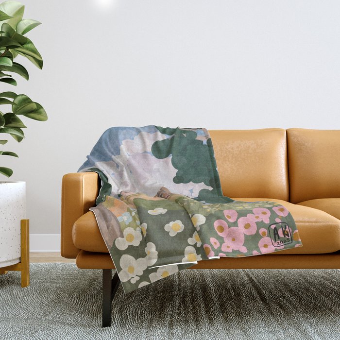 Countryside Cottage in Bloom Throw Blanket Gallery Image 1