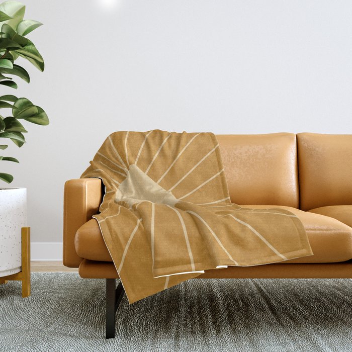 Minimal Sunrays - Golden Throw Blanket Gallery Image 1
