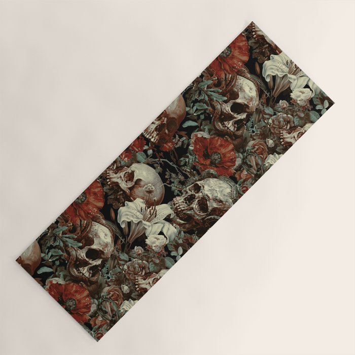 Skull and Floral Pattern Yoga Mat Gallery Image 1