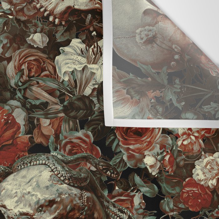 Skull and Floral Pattern Wall Tapestry Gallery Image 3