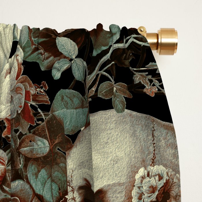 Skull and Floral Pattern Window Curtain Gallery Image 2