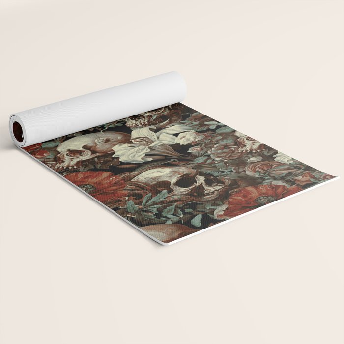 Skull and Floral Pattern Yoga Mat Gallery Image 2