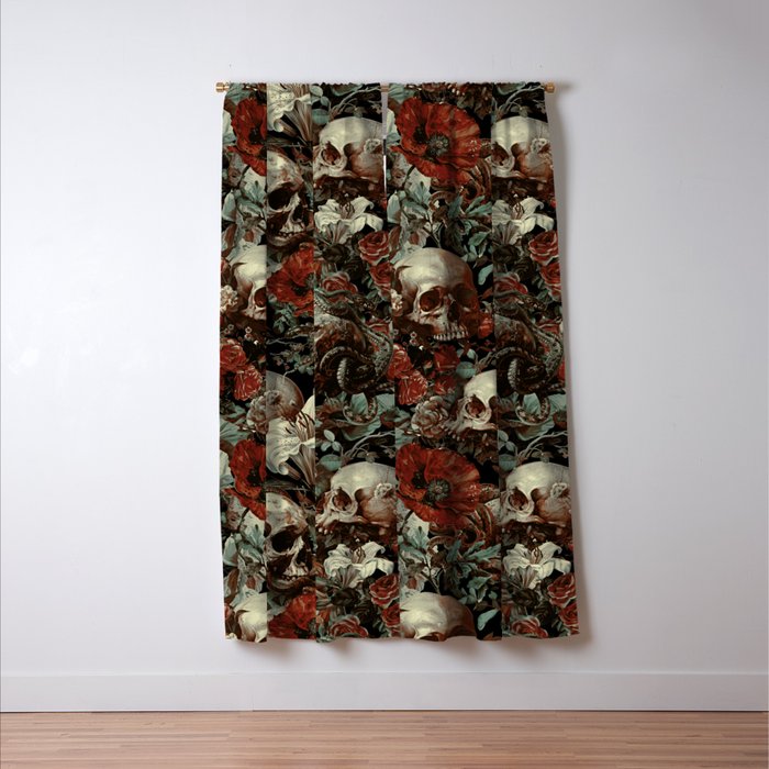Skull and Floral Pattern Window Curtain Gallery Image 3