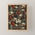 Skull and Floral Pattern Mini Art Print Gallery Image 1