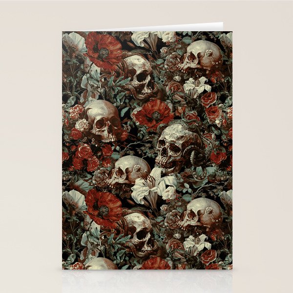 Skull and Floral Pattern Stationery Card Gallery Image 2