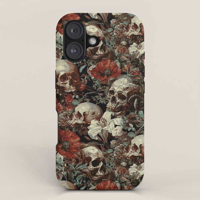Skull and Floral Pattern iPhone Case Gallery Image 1