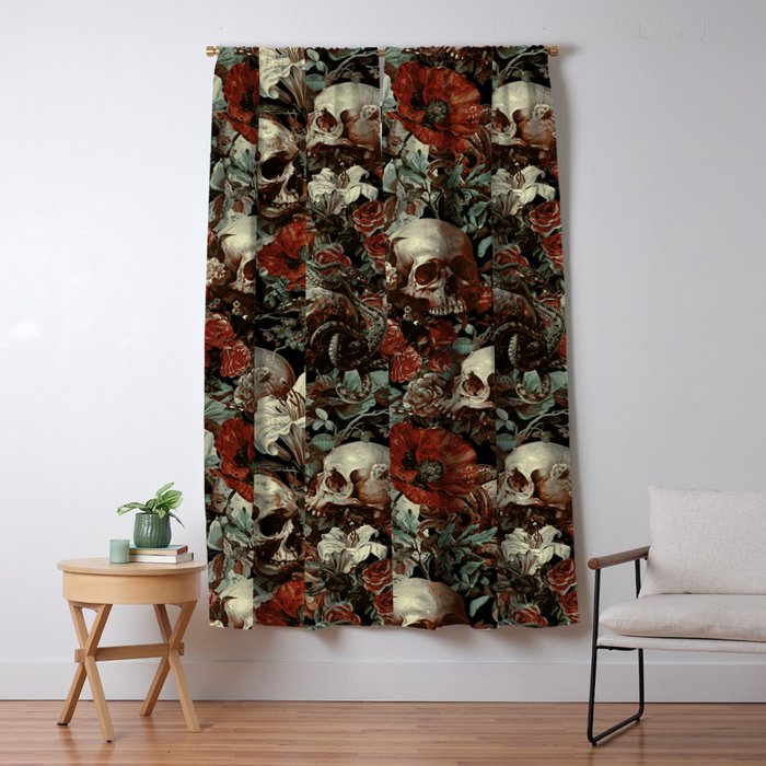 Skull and Floral Pattern Window Curtain Gallery Image 5