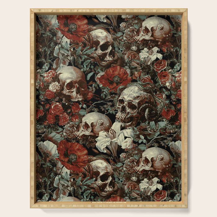 Skull and Floral Pattern Serving Tray Gallery Image 1