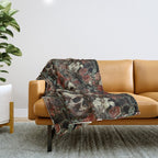 Skull and Floral Pattern Throw Blanket Gallery Image 1