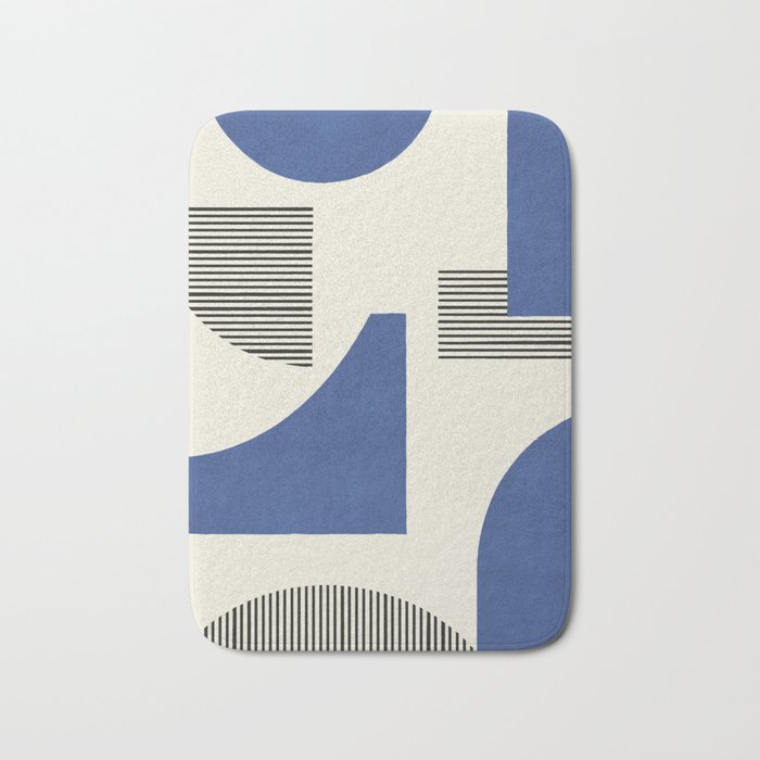 Abstract Lines Composition - Navy Dark Blue Bath Mat Gallery Image 1