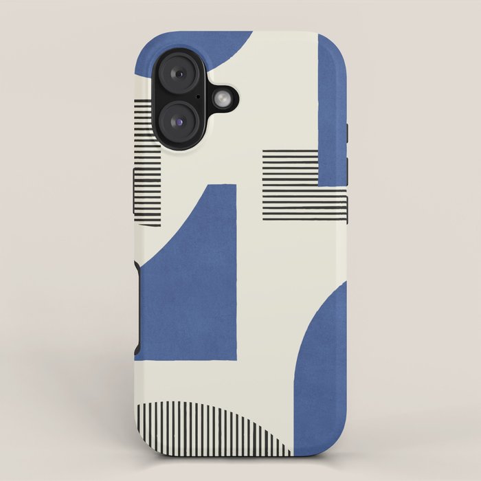Abstract Lines Composition - Navy Dark Blue iPhone Case Gallery Image 1