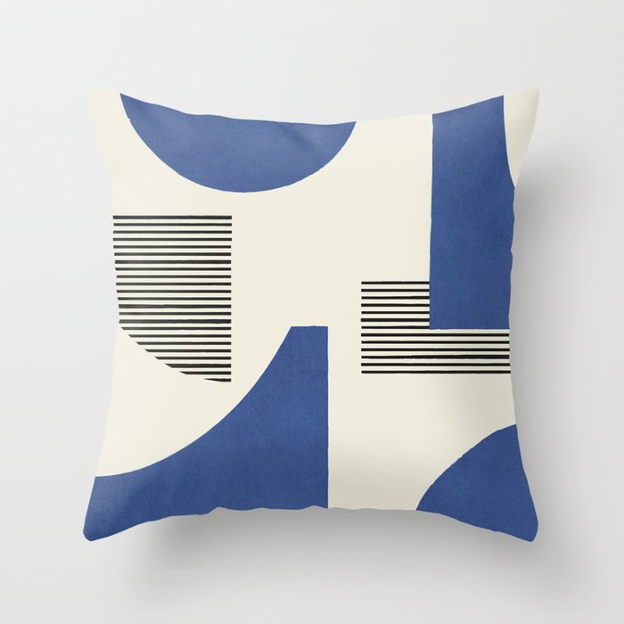Abstract Lines Composition - Navy Dark Blue Throw Pillow Gallery Image 6