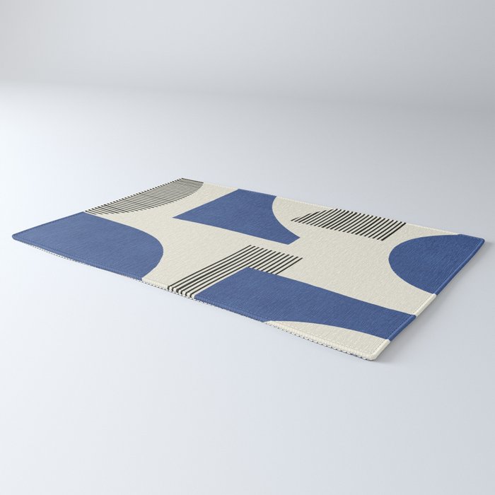 Abstract Lines Composition - Navy Dark Blue Rug Gallery Image 3