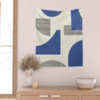 Abstract Lines Composition - Navy Dark Blue Wall Tapestry Gallery Image 2