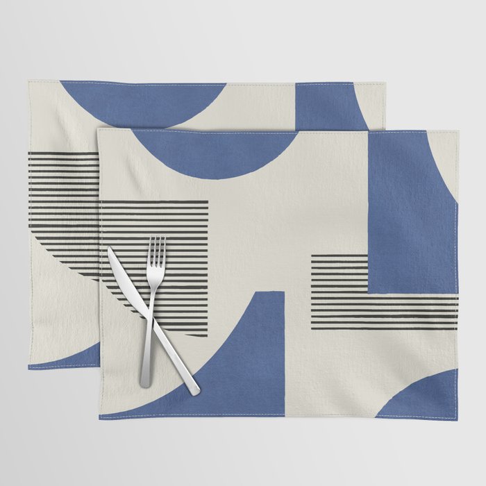Abstract Lines Composition - Navy Dark Blue Placemat Gallery Image 1