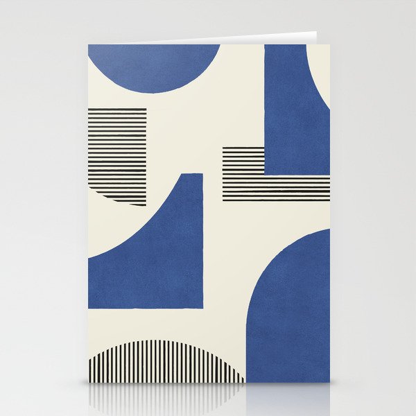 Abstract Lines Composition - Navy Dark Blue Stationery Card Gallery Image 1