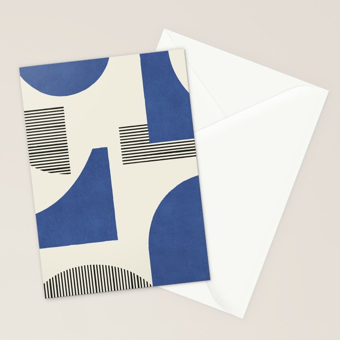 Abstract Lines Composition - Navy Dark Blue Stationery Card Gallery Image 2