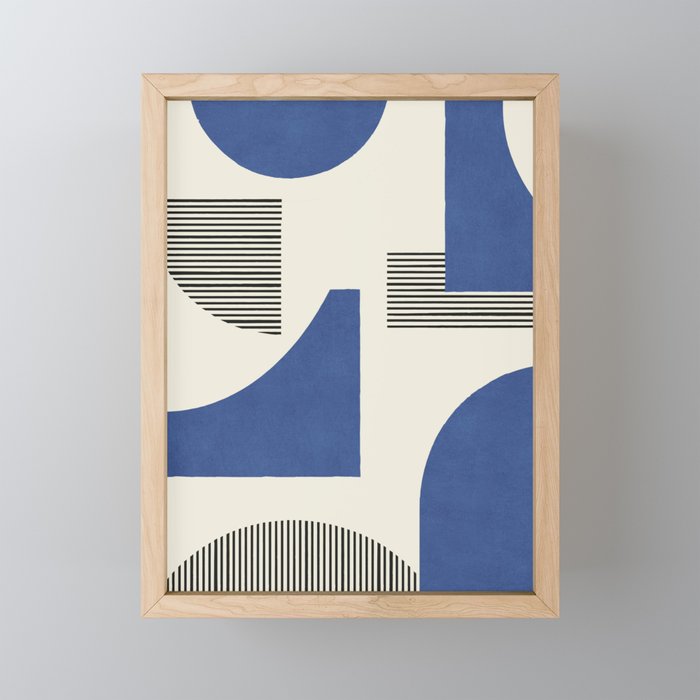 Abstract Lines Composition - Navy Dark Blue Mini Art Print Gallery Image 1