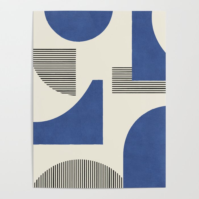 Abstract Lines Composition - Navy Dark Blue Poster Gallery Image 1
