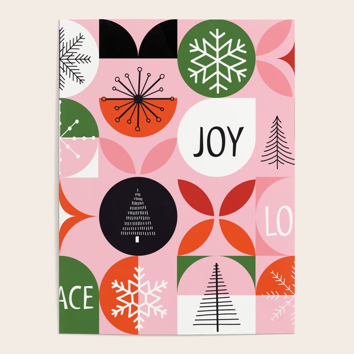 Mid Century Modern Christmas Shapes  Poster Gallery Image 1