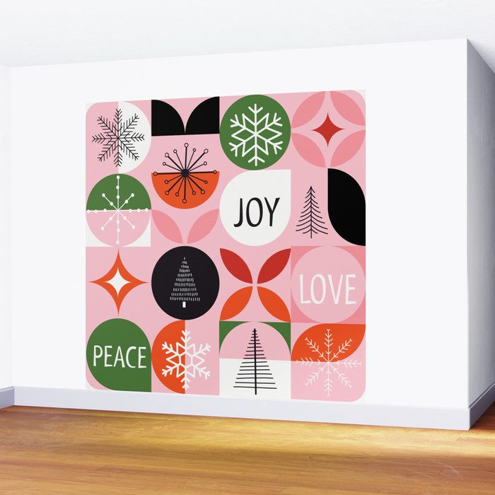Mid Century Modern Christmas Shapes  Wall Mural Gallery Image 2